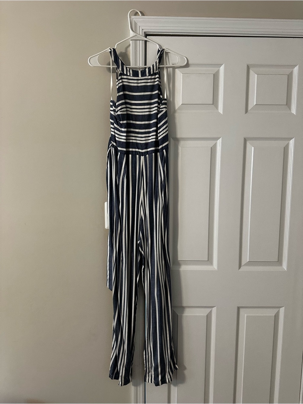 Blue and white lulus jumpsuit